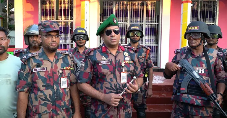 হবিগঞ্জে পূজামণ্ডপ পরিদর্শনে বিজিবি সদস্যরা